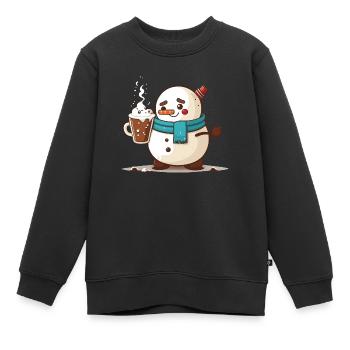 Warm Winter Wishes - Kids Premium Organic Sweatshirt - black - Front - AI Model Kid Female (0cm)