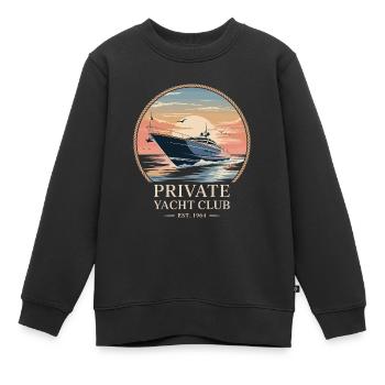 Yacht Club privé - Sweat Premium enfant bio - noir - Devant - AI Model Kid Female (0cm)