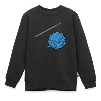 Blaues Häkel-Garn mit Häkelnadel - Kinder Premium Organic Sweatshirt - Schwarz - Vorne - AI Model Kid Female (0cm)