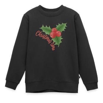 Christmas time - Mistelzweig mit roten Beeren - Kinder Premium Organic Sweatshirt - Schwarz - Vorne - AI Model Kid Female (0cm)