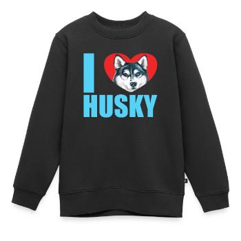 Husky Glitzer Hundehalter Hundehaare - Kinder Premium Organic Sweatshirt - Schwarz - Vorne - AI Model Kid Female (0cm)