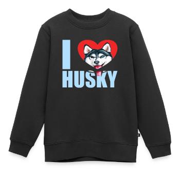 Husky Glitzer Hundehalter Hundehaare - Kinder Premium Organic Sweatshirt - Schwarz - Vorne - AI Model Kid Female (0cm)