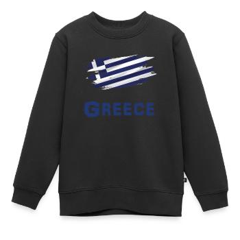 Drapeau Patriote Cadeau Pays Drapeau Grèce - Sweat Premium enfant bio - noir - Devant - AI Model Kid Female (0cm)
