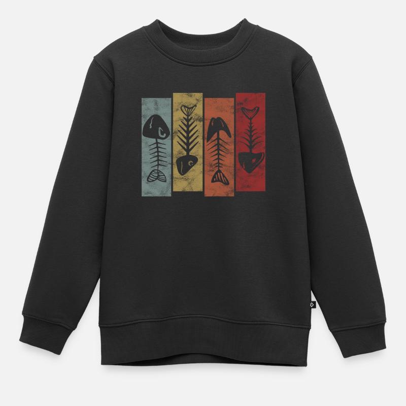 Pêche Pêche pêche poisson rétro - Sweat Premium enfant bio - noir