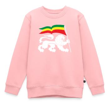 Drapeau Reggaeton Rasta Reggae Lion - Sweat Premium enfant bio - rose - Devant - AI Model Kid Female (0cm)