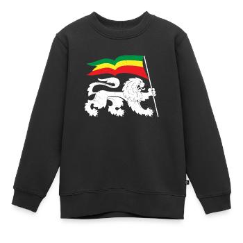 Drapeau Reggaeton Rasta Reggae Lion - Sweat Premium enfant bio - noir - Devant - AI Model Kid Female (0cm)