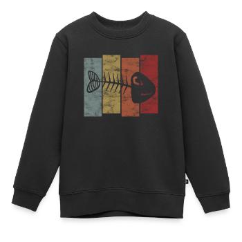Arête de poisson pour les pêcheurs, les pêcheurs et les enfants | Poissons - Sweat Premium enfant bio - noir - Devant - AI Model Kid Female (0cm)