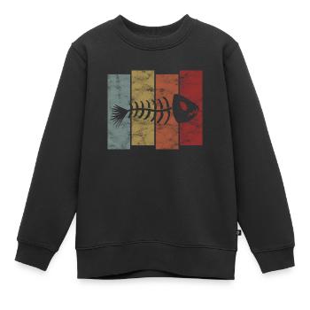 Arête de poisson pour les pêcheurs, les pêcheurs et les enfants | Poissons - Sweat Premium enfant bio - noir - Devant - AI Model Kid Female (0cm)
