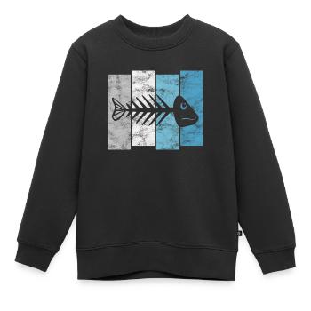 Arête de poisson pour les pêcheurs, les pêcheurs et les enfants | Poissons - Sweat Premium enfant bio - noir - Devant - AI Model Kid Female (0cm)