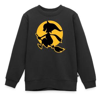 vl034b_hexe_2c - Kinder Premium Organic Sweatshirt - Schwarz - Vorne - AI Model Kid Female (0cm)
