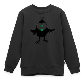 Moineau - Sweat Premium enfant bio - noir - Devant - AI Model Kid Female (0cm)