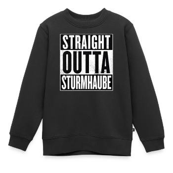 Straight Outta Sturmhaube - Kinder Premium Organic Sweatshirt - Schwarz - Vorne - AI Model Kid Female (0cm)