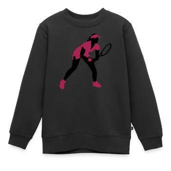 tennis_female_2c - Kinder Premium Organic Sweatshirt - Schwarz - Vorne - AI Model Kid Female (0cm)