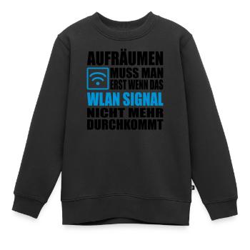 aufräumen chaot wlan - Kinder Premium Organic Sweatshirt - Schwarz - Vorne - AI Model Kid Female (0cm)