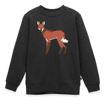 Loup à crinière - Sweat Premium enfant bio - noir - Devant - AI Model Kid Female (0cm)
