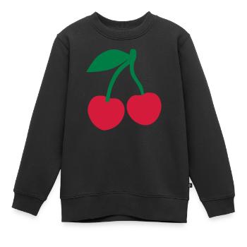 Kirsche - Kinder Premium Organic Sweatshirt - Schwarz - Vorne - AI Model Kid Female (0cm)