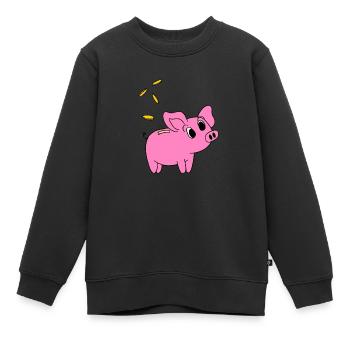 Cochon tirelire - Sweat Premium enfant bio - noir - Devant - AI Model Kid Female (0cm)