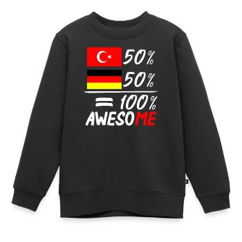 50% Türkisch 50% Deutsch - Kinder Premium Organic Sweatshirt - Schwarz - Vorne - AI Model Kid Female (0cm)