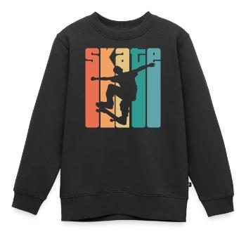 Skate Retro - Skater - Skateboard - Skateboarder - Sweat Premium enfant bio - noir - Devant - AI Model Kid Female (0cm)