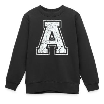 Un caractère A dans blanc in Used Look - Sweat Premium enfant bio - noir - Devant - AI Model Kid Female (0cm)