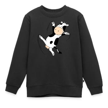 Mooviestars - Dancing Cow - Sweat Premium enfant bio - noir - Devant - AI Model Kid Female (0cm)