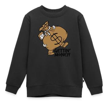gettin, argent, porter, lourd, dollar, symbole, signe g - Sweat Premium enfant bio - noir - Devant - AI Model Kid Female (0cm)