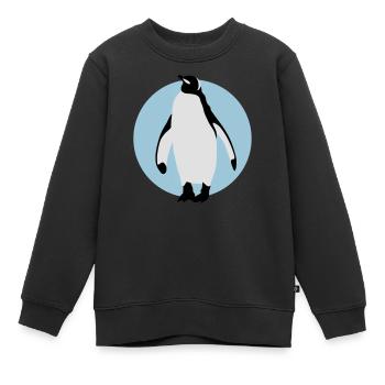 pinguin_032013_b_3c - Sweat Premium enfant bio - noir - Devant - AI Model Kid Female (0cm)