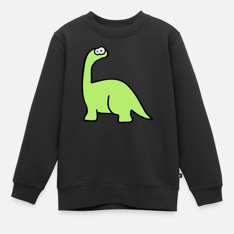 Saurier-Kinder-Motiv, Langhalssaurier - Sweat Premium enfant bio - noir