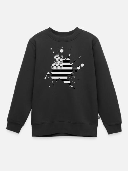 Tache drapeau Bretagne 2 - Sweat Premium enfant bio - noir