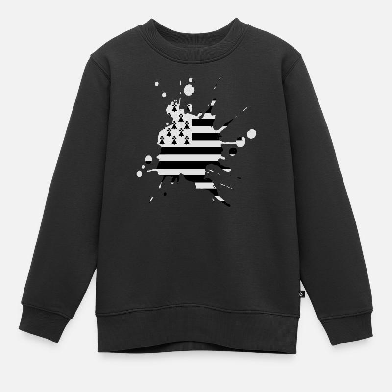 Tache drapeau Bretagne 2 - Sweat Premium enfant bio - noir