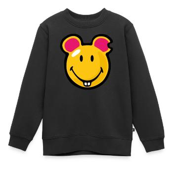 Smiley Mouse - Sweat Premium enfant bio - noir - Devant - AI Model Kid Female (0cm)