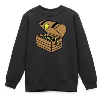 coffre au trésor - Sweat Premium enfant bio - noir - Devant - AI Model Kid Female (0cm)