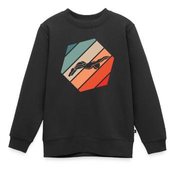 Cadeau rétro de natation losange - Sweat Premium enfant bio - noir - Devant - AI Model Kid Female (0cm)