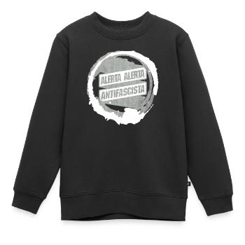 ALERTA ALERTA ANTIFASCISTA PROTEST - Kinder Premium Organic Sweatshirt - Schwarz - Vorne - AI Model Kid Female (0cm)