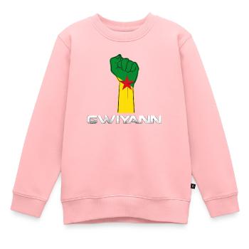 Flagge Guyana 973 Faustgeschenk - Kinder Premium Organic Sweatshirt - Rosa - Vorne - AI Model Kid Female (0cm)