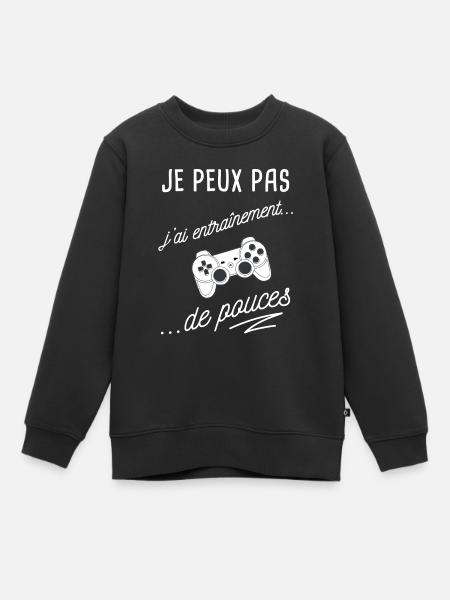 je peux pas j'ai jeux vidéos - Sweat Premium enfant bio - noir