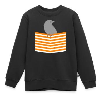 Perruche oiseau oiseau - Sweat Premium enfant bio - noir - Devant - AI Model Kid Female (0cm)