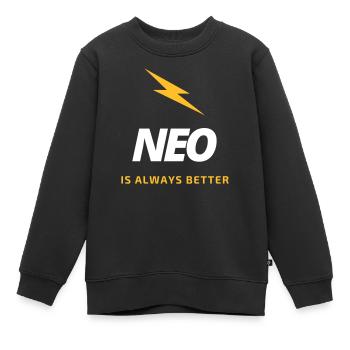 NEO "Is always better" - Kinder Premium Organic Sweatshirt - Schwarz - Vorne - AI Model Kid Female (0cm)