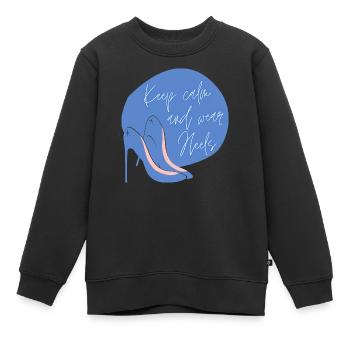 Keep calm and wear heels - Kinder Premium Organic Sweatshirt - Schwarz - Vorne - AI Model Kid Female (0cm)