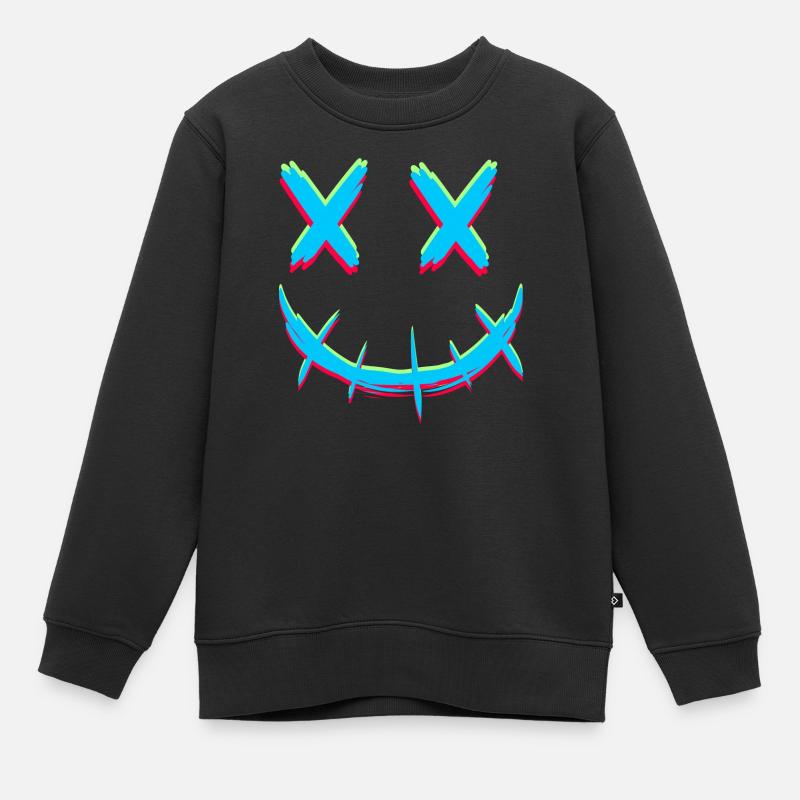 Smile mit x Augen - Kinder Premium Organic Sweatshirt - Schwarz