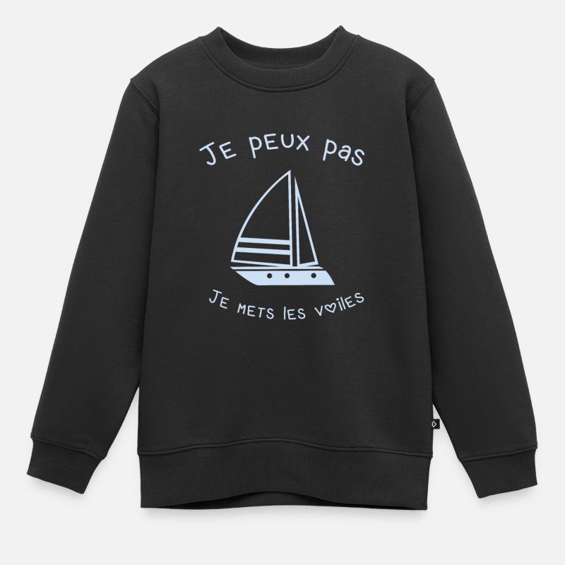 dessin bateau - Sweat Premium enfant bio - noir