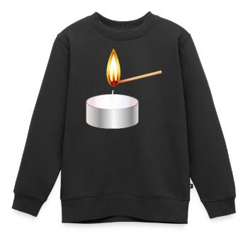 ein kleines Teelicht anzünden mit Streichholz - Kinder Premium Organic Sweatshirt - Schwarz - Vorne - AI Model Kid Female (0cm)