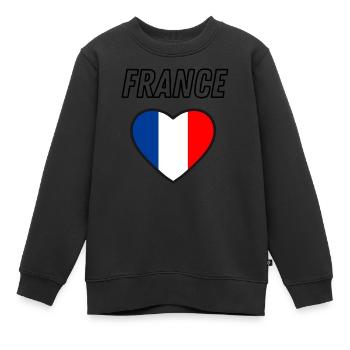 Frankreich blau weiß weiß herz T-Shirt unterstützen - Kinder Premium Organic Sweatshirt - Schwarz - Vorne - AI Model Kid Female (0cm)