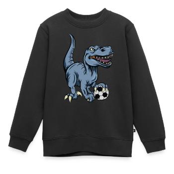 T-Rex dinosaure Trex Dino Football - Sweat Premium enfant bio - noir - Devant - AI Model Kid Female (0cm)