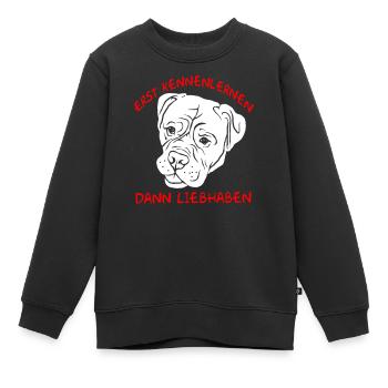 Erst Kennenlernen dann Liebhaben Bordeaux Dogge - Kinder Premium Organic Sweatshirt - Schwarz - Vorne - AI Model Kid Female (0cm)