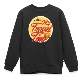 Es ist Zeit zu reisen - Kinder Premium Organic Sweatshirt - Schwarz - Vorne - AI Model Kid Female (0cm)