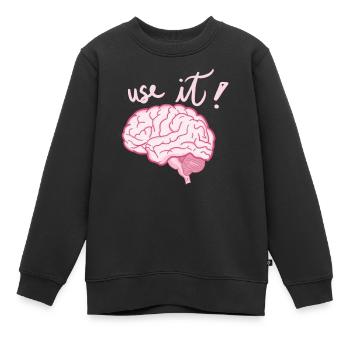 Brain - Use it ! - Kids Premium Organic Sweatshirt - black - Front - AI Model Kid Female (0cm)