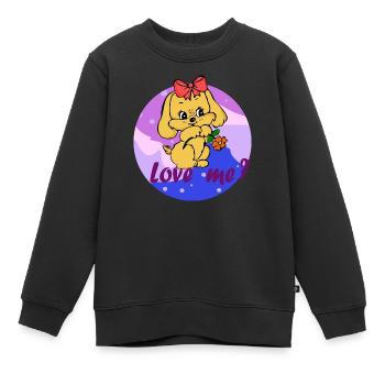 Niedliche Welpe - Love me - Lieb mich! - Kinder Premium Organic Sweatshirt - Schwarz - Vorne - AI Model Kid Female (0cm)
