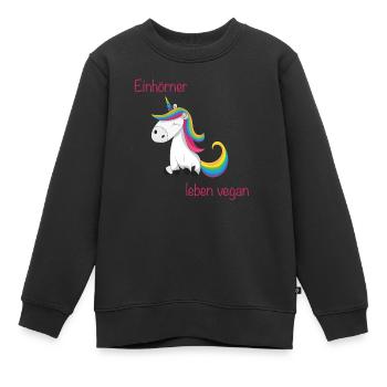 Einhörner leben vegan - Kinder Premium Organic Sweatshirt - Schwarz - Vorne - AI Model Kid Female (0cm)