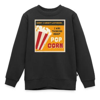 Manger du pop-corn Ironic Saying Corn Pop Corn - Sweat Premium enfant bio - noir - Devant - AI Model Kid Female (0cm)
